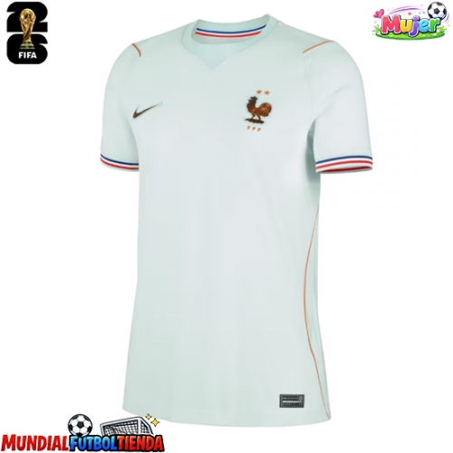 Camiseta Francia Segunda Equipación Replica Mundial 2026 para mujer mangas cortas